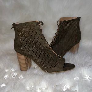 Report Open-toed Heel Bootie-Olive Green